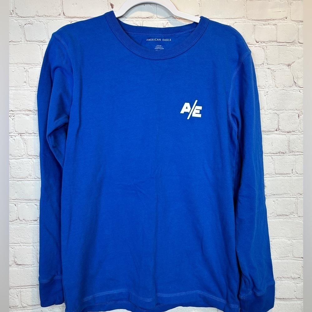 American Eagle standard fit blue‎ long sleeve cotton t- shirt, sz S, GUC